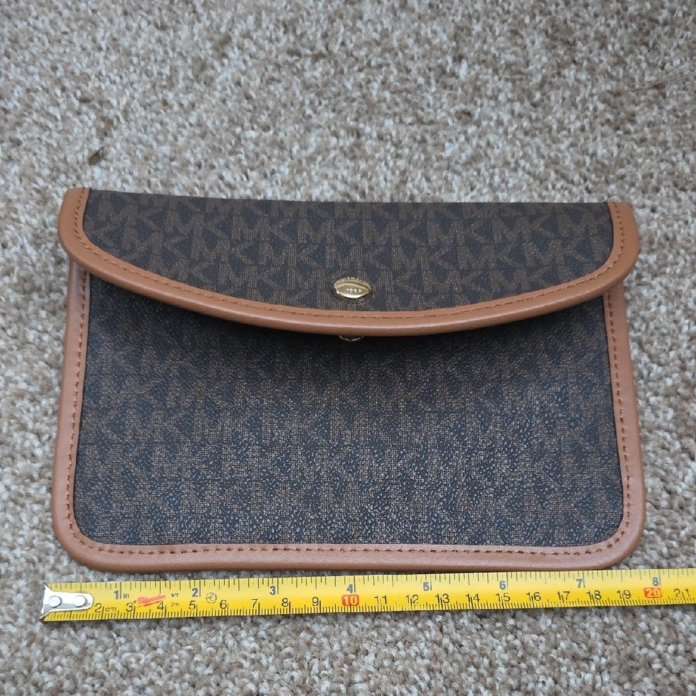 Michael Kors Brown and Black Monogram Clutch